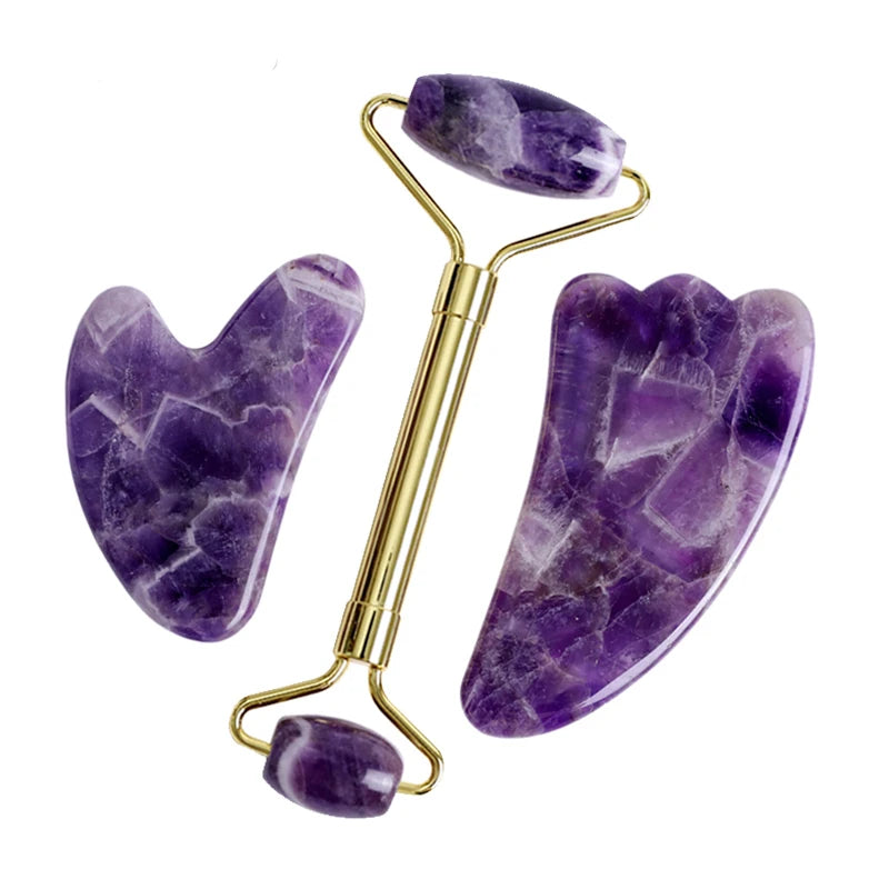 Amethyst Jade Roller & Gua Sha Set – Sculpt, Soothe & Glow