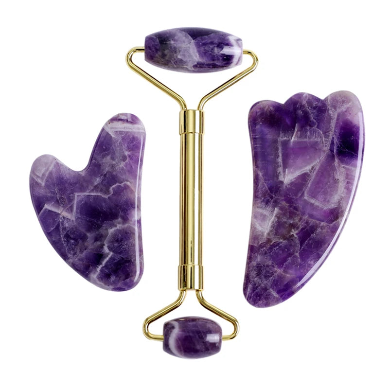 Amethyst Jade Roller & Gua Sha Set – Sculpt, Soothe & Glow