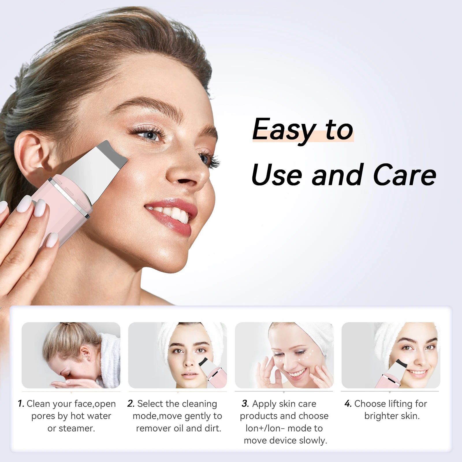 Ultrasonic Skin Scrubber – Deep Clean, Peel & Lift | Facial Care Device