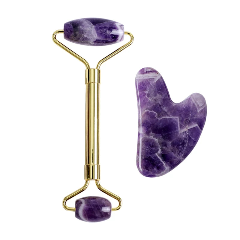 Amethyst Jade Roller & Gua Sha Set – Sculpt, Soothe & Glow